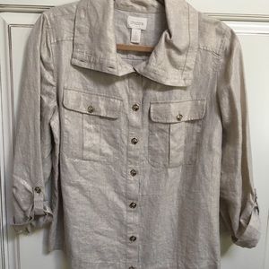 Chicos Shine Linen Jacket Top Size Medium NWT